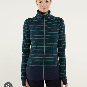 Lululemon Full zip Nice Asana Jacket Slalom Stripe Inkwell Size 12 Athletic